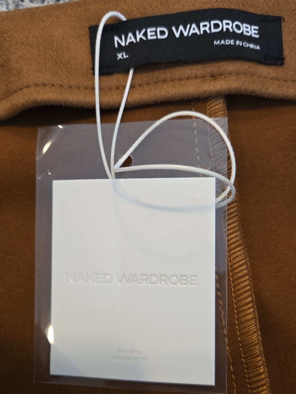 Naked Wardrobe Faux Suede Straight Leg Pants Mocha Brown Neutral Womens XL NWT - Picture 12 of 13